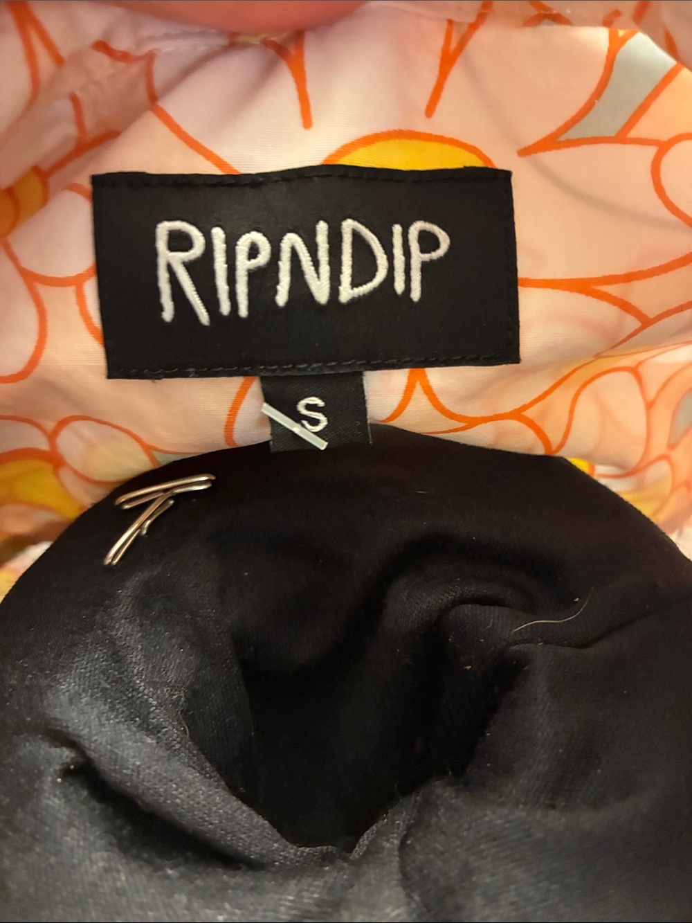 Ripndip Pink & Orange Daisy Cat Print Shirt Small - Picture 3 of 8